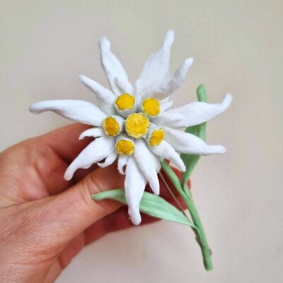 velvet edelweiss flower brooch