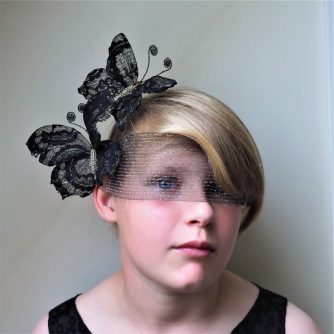black lace butterfly headpiece Eva