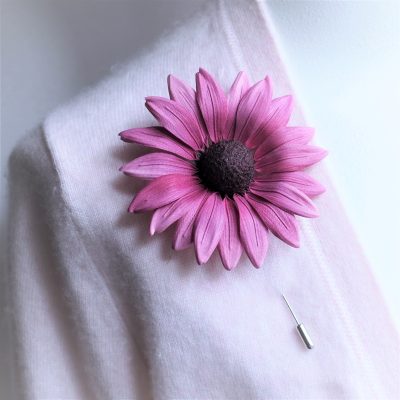 cotton echinacea flower pin
