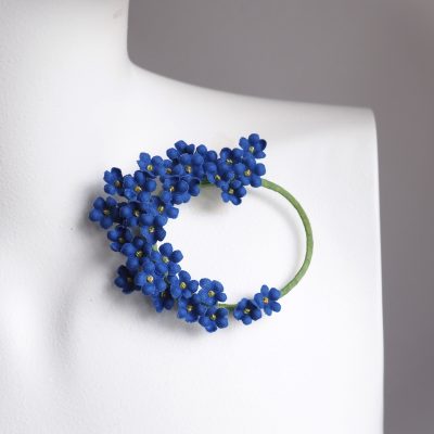 cotton forget me nots brooch