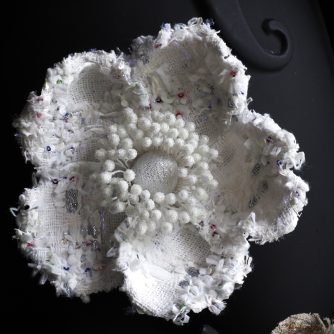 white and silver tweed brooch 800