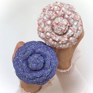 tweed camellia brooches