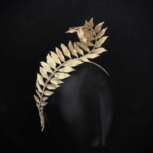 Golden fabric FERN FROND Headpiece black