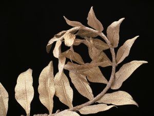 Golden fabric FERN FROND Headpiece detail