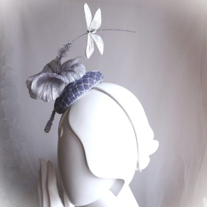 silver dragonfly and hibiscus headpiece side 800