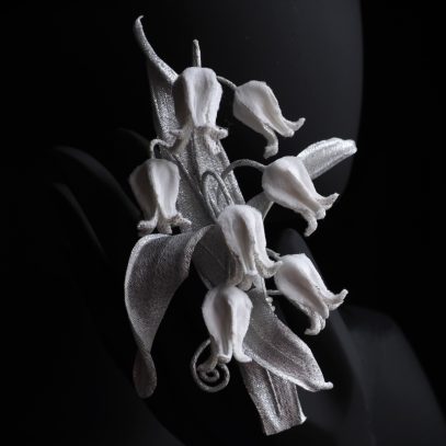 velvet snow bells flower brooch