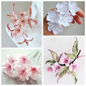 silk cherry blossom collage