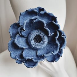 large stylised denim rose