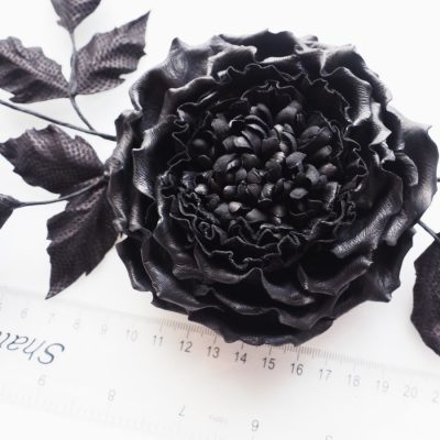 Black Leather Rose with Buds – custom order