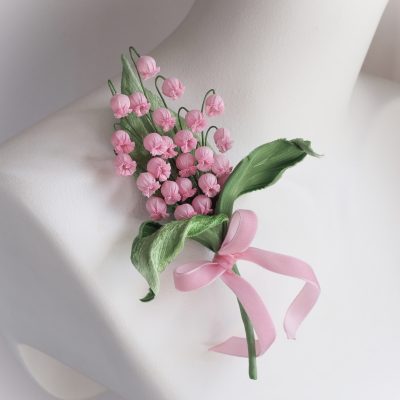 retro style pink fabric lily of the valley