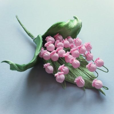 Retro Style Pink Lily of the Valley Brooch