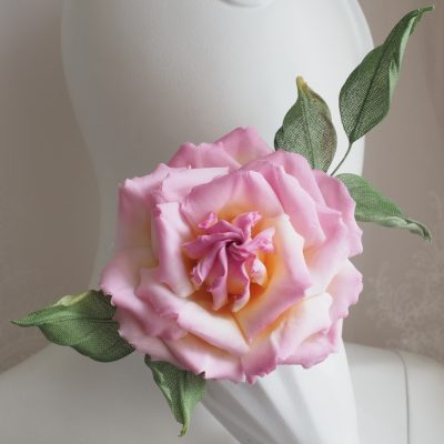 cotton garden rose corsage