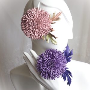 leather chrysanthemum flower brooches