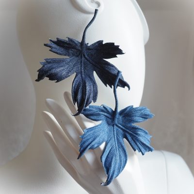 Denim Maple Leaf brooch