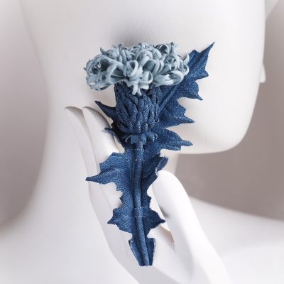 denim thistle brooch