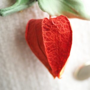 fabric physalis brooch detail