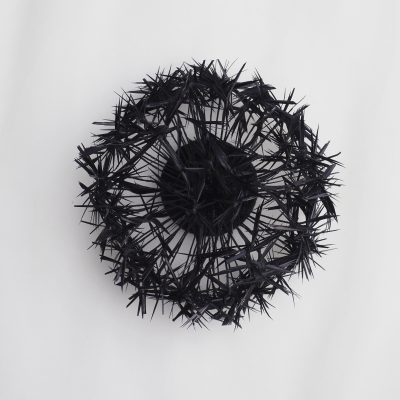 Black Feather Dandelion Brooch