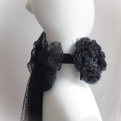 black organza rose tulle choker side 800