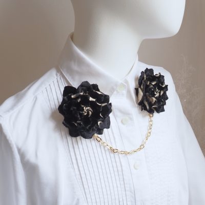 black velvet flower collar pins