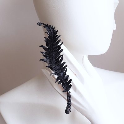 black velveteen fern corsage