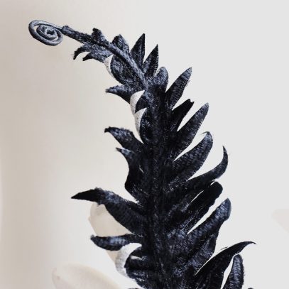 black velveteen fern corsage closeup 800