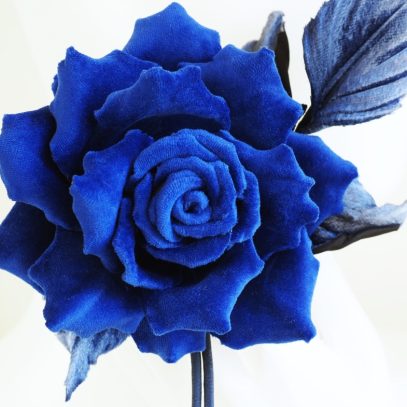 bue velvet rose corsage closeup 900