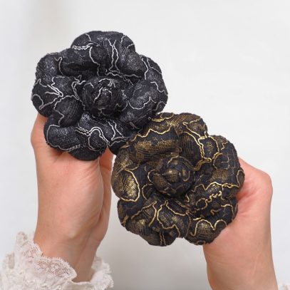 lace and velvet camellia brooch