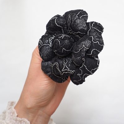 lace and velvet camellia brooch