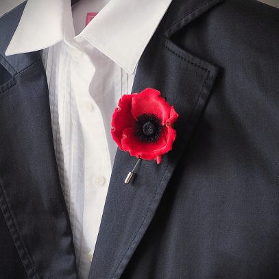 miniature red velvet poppy pin