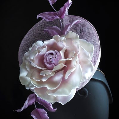 Floral Overspill: Sinamay Beret with an oversized silk rose