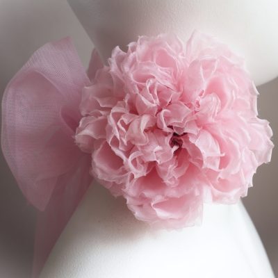 Pink Silk Organza Rose Tulle Choker