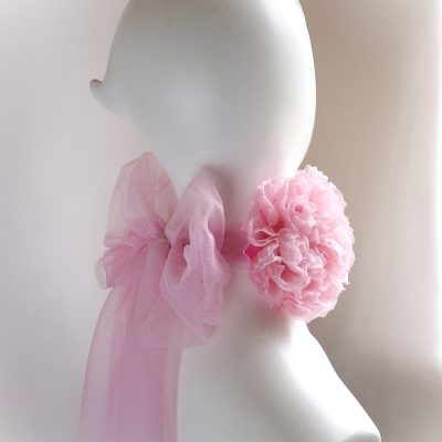 pink silk organza rose choker