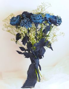 long stemmed denim flower bouquet