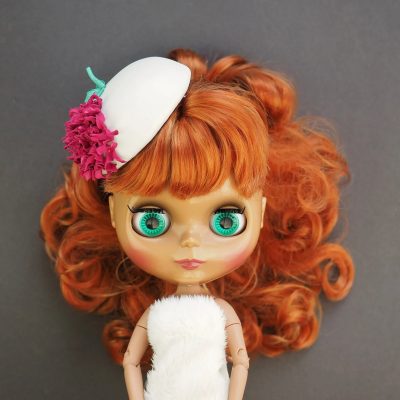 blythe doll leather hat hydrangea