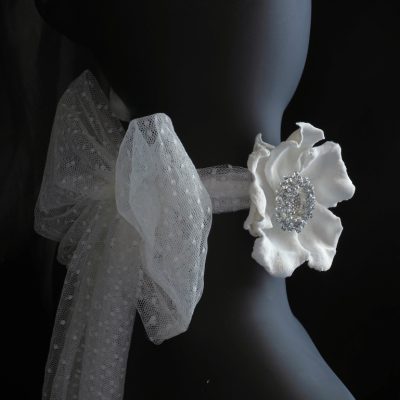 White Velvet Rose Choker