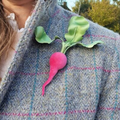 Small Velvet Radish Brooch